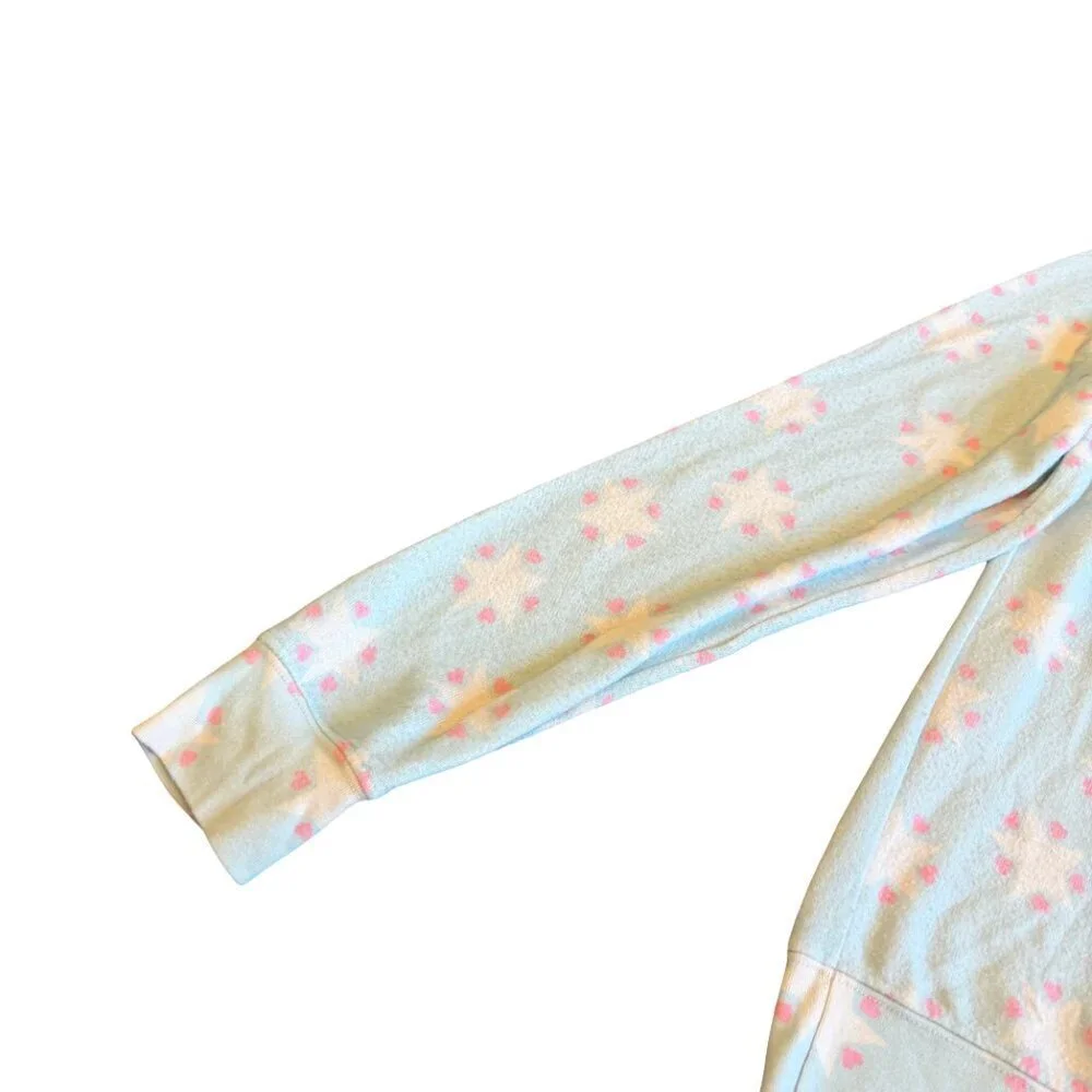 Wildfox Star Print Pullover Sweater Stretchy Pastel Comfy Cozy Size Small Womens